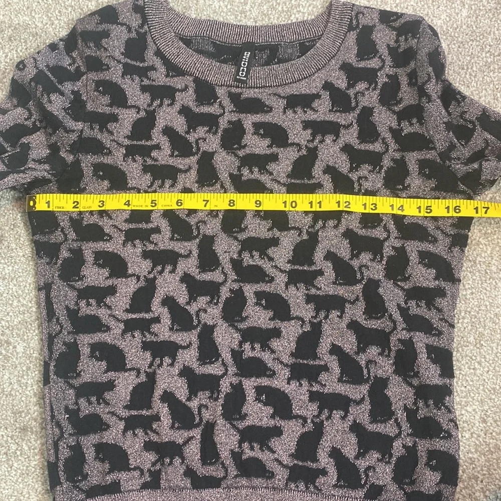 Divided by H&M Black Cat Metallic Pink Knit Sweater Size S - Picture 6 of 7